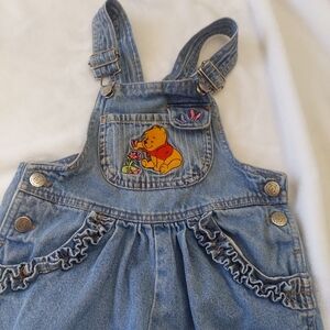 Vintage Winnie the Pooh Denim Overalls Girls 2T 100% Cotton